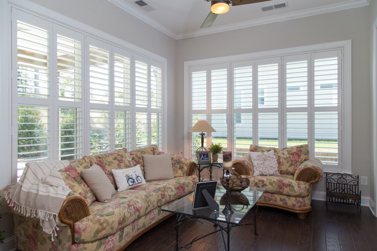 Sunroom with interior shutters in Philadelphia.